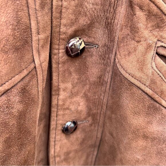 VINTAGE 70s McGregor Coat Whiskey Brown Suede Leather Bomber Barn Jacket | Sz 44 - Picture 14 of 14